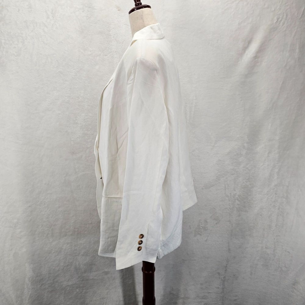 Jessica London Womans Lined Button Up Linen Blend Blazer White Plus SZ 22W NWOT - Picture 2 of 11